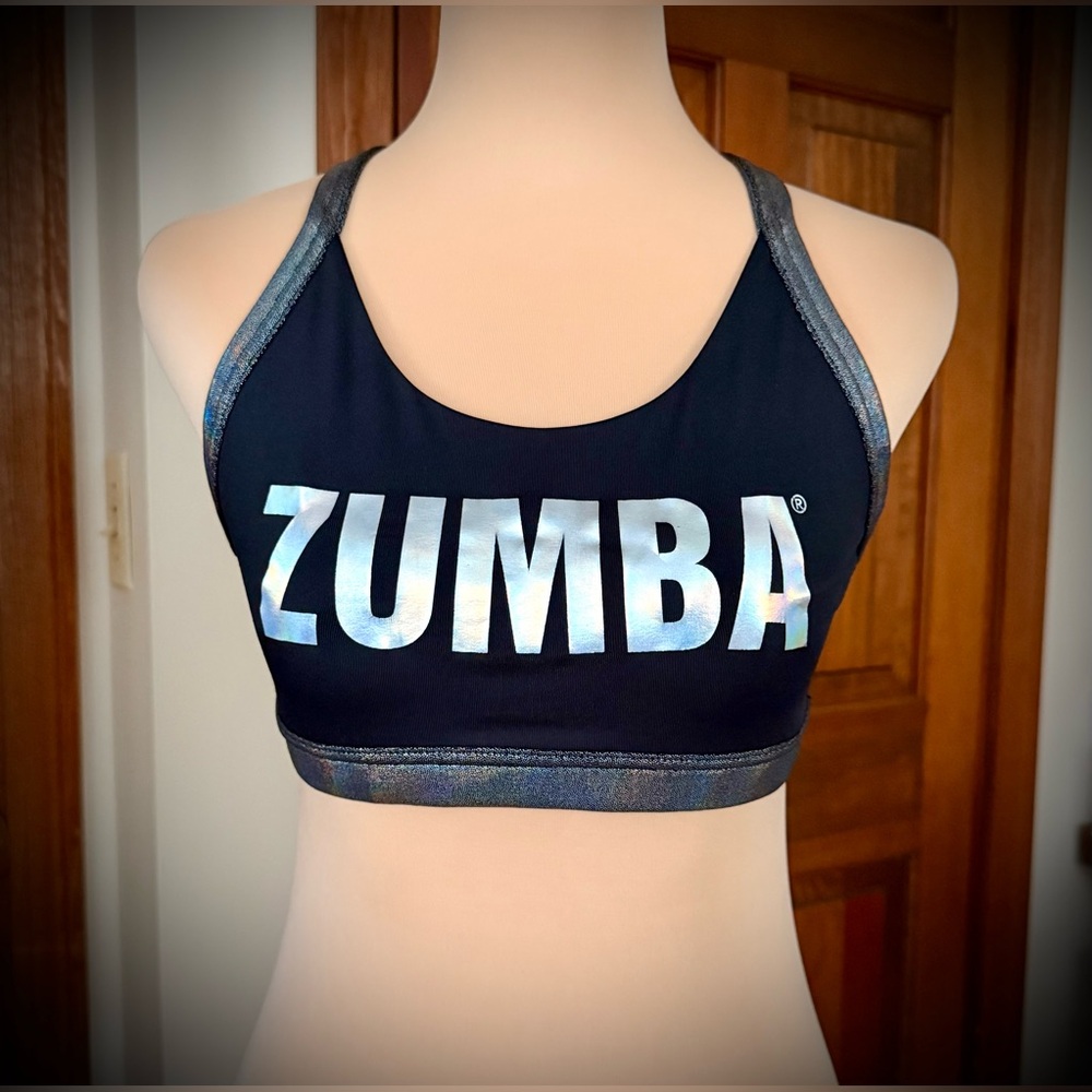 Zumba Fitness Shimmering Black Sports Bra Spicy/Small